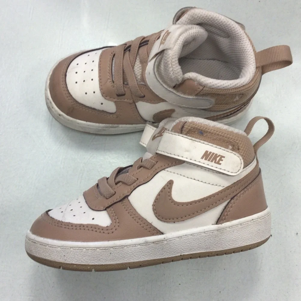 Nike Kids Mid-Top Sneakers in White and Tan